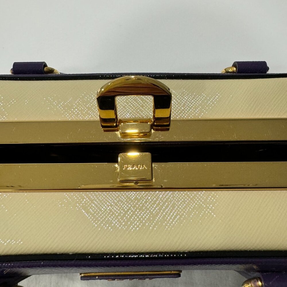 PRADA 100% Authentic  Saffiano Vernice Frame Top Bag - Picture 13 of 17